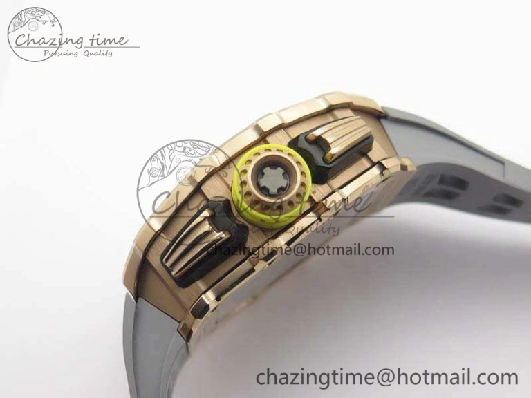RM011 RG Chronograph RG Case KVF 1:1 Best Edition Crystal Skeleton Dial On Gray Rubber Strap A7750