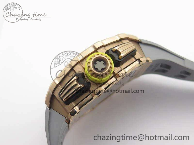 RM011 RG Chronograph RG Case KVF 1:1 Best Edition Crystal Skeleton Dial On Gray Rubber Strap A7750