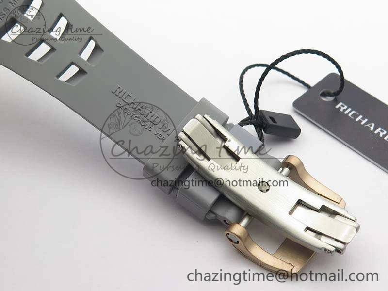 RM011 RG Chronograph RG Case KVF 1:1 Best Edition Crystal Skeleton Dial On Gray Rubber Strap A7750