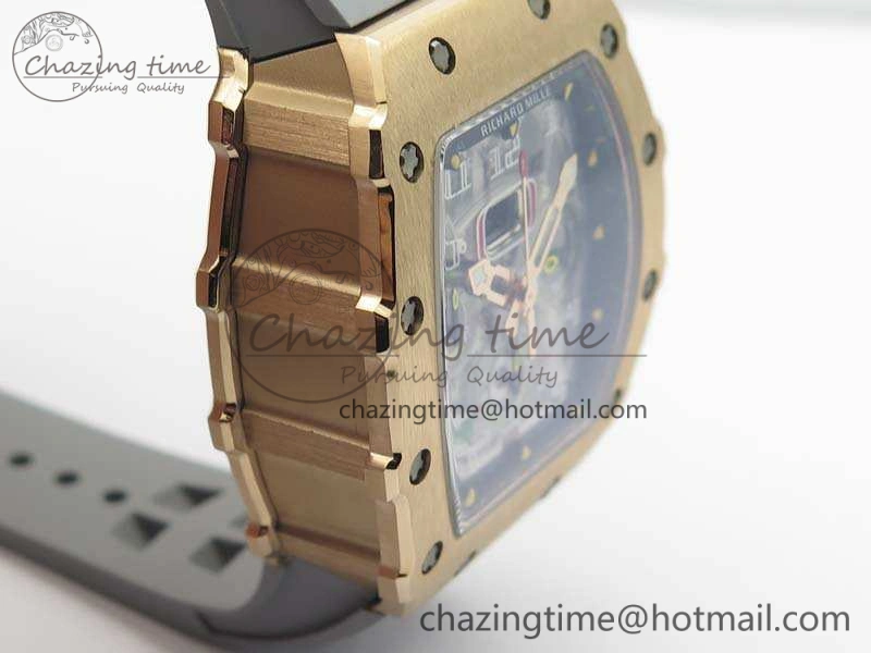 RM011 RG Chronograph RG Case KVF 1:1 Best Edition Crystal Skeleton Dial On Gray Rubber Strap A7750