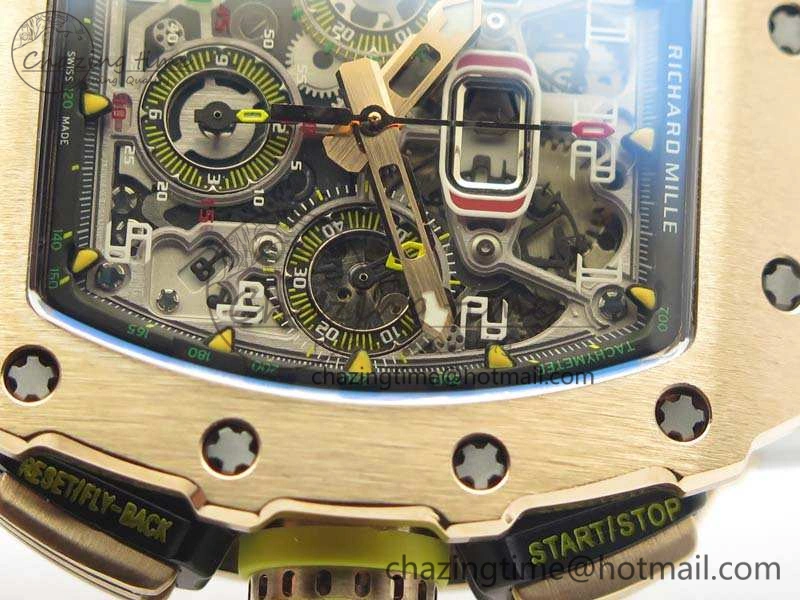 RM011 RG Chronograph RG Case KVF 1:1 Best Edition Crystal Skeleton Dial On White Rubber Strap A7750