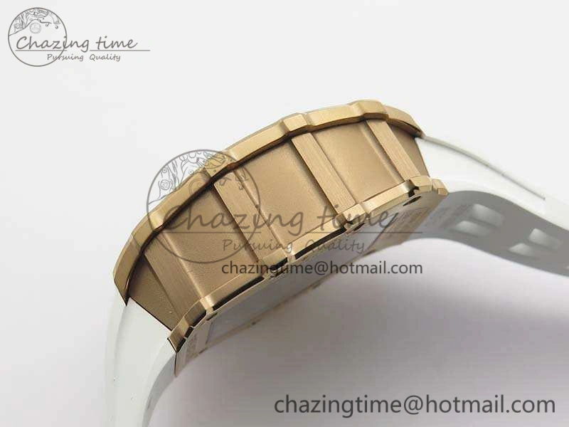 RM011 RG Chronograph RG Case KVF 1:1 Best Edition Crystal Skeleton Dial On White Rubber Strap A7750