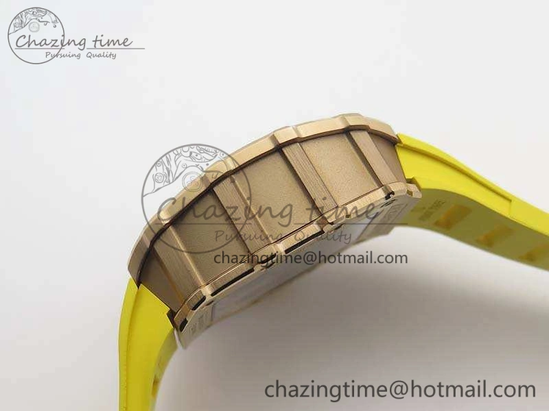 RM011 RG Chronograph RG Case KVF 1:1 Best Edition Crystal Skeleton Dial On Yellow Rubber Strap A7750