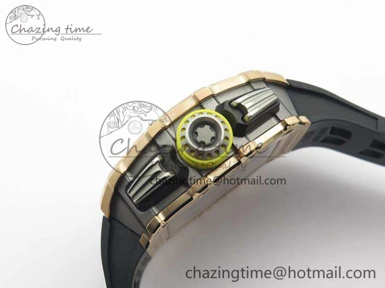 RM011 RG Chronograph SS Case KVF 1:1 Best Edition Crystal Skeleton Dial On Black Rubber Strap A7750