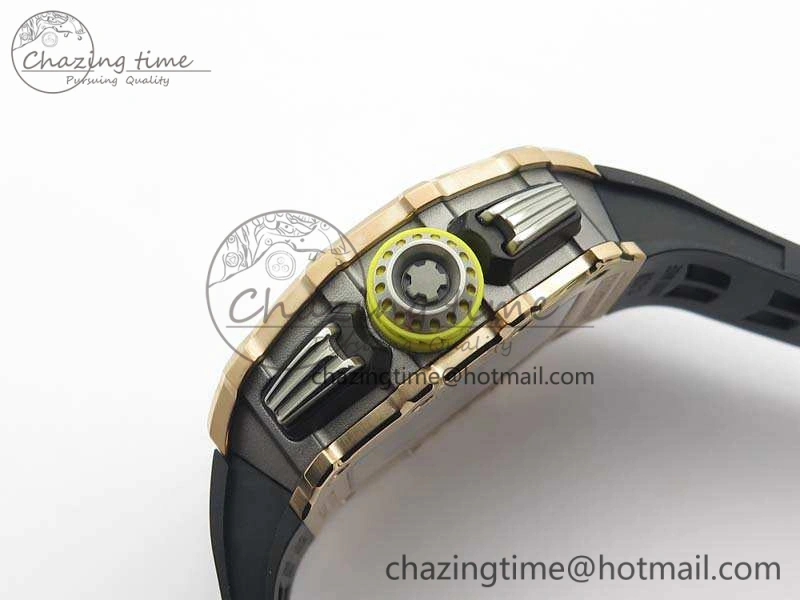 RM011 RG Chronograph SS Case KVF 1:1 Best Edition Crystal Skeleton Dial On Black Rubber Strap A7750