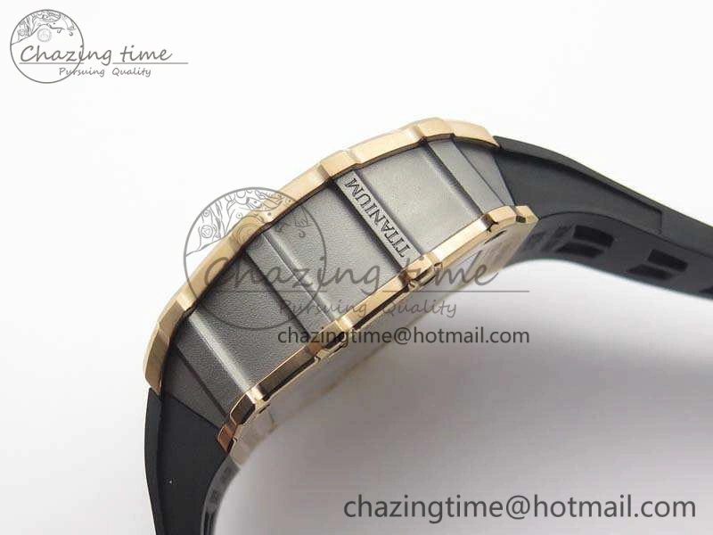 RM011 RG Chronograph SS Case KVF 1:1 Best Edition Crystal Skeleton Dial On Black Rubber Strap A7750