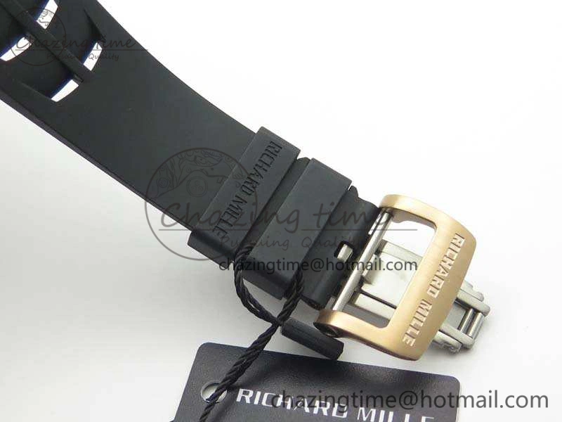 RM011 RG Chronograph SS Case KVF 1:1 Best Edition Crystal Skeleton Dial On Black Rubber Strap A7750