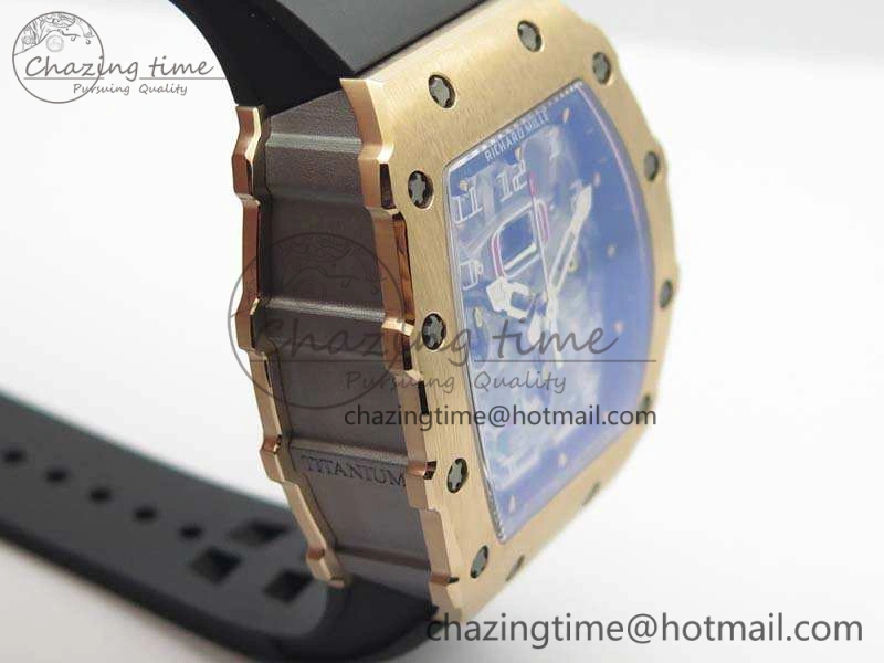 RM011 RG Chronograph SS Case KVF 1:1 Best Edition Crystal Skeleton Dial On Black Rubber Strap A7750
