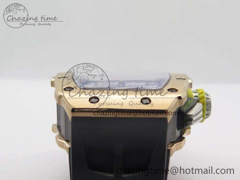RM011 RG Chronograph SS Case KVF 1:1 Best Edition Crystal Skeleton Dial On Black Rubber Strap A7750