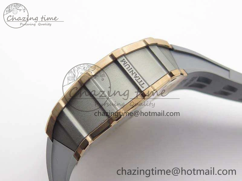 RM011 RG Chronograph SS Case KVF 1:1 Best Edition Crystal Skeleton Dial On Gray Rubber Strap A7750