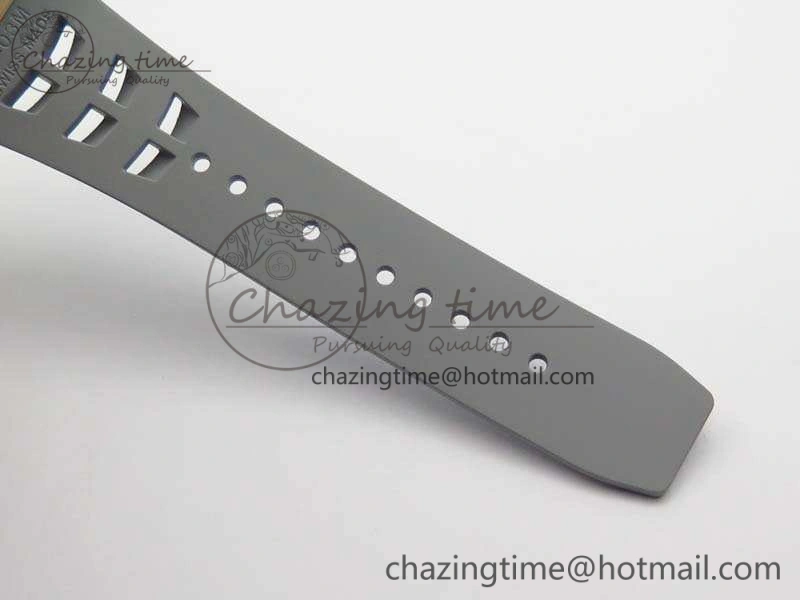 RM011 RG Chronograph SS Case KVF 1:1 Best Edition Crystal Skeleton Dial On Gray Rubber Strap A7750