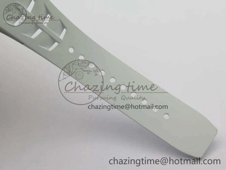 RM011 RG Chronograph SS Case KVF 1:1 Best Edition Crystal Skeleton Dial On White Rubber Strap A7750