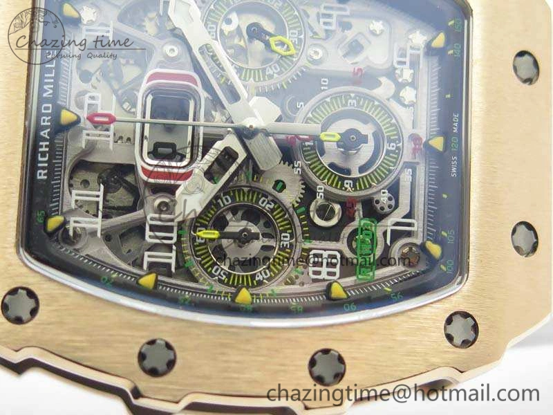 RM011 RG Chronograph SS Case KVF 1:1 Best Edition Crystal Skeleton Dial On White Rubber Strap A7750