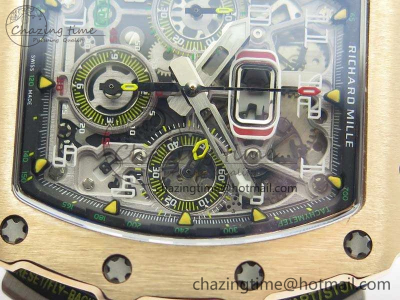 RM011 RG Chronograph SS Case KVF 1:1 Best Edition Crystal Skeleton Dial On White Rubber Strap A7750