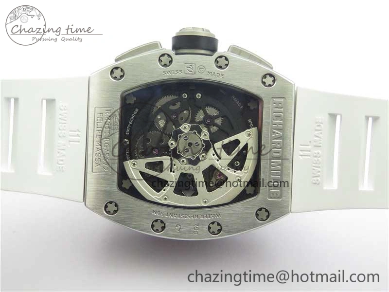 RM011 SS Chrono KVF 1:1 Best Edition Crystal Dial Black on Rubber Strap A7750 V3