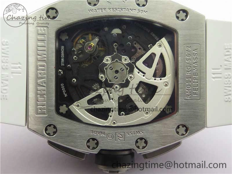 RM011 SS Chrono KVF 1:1 Best Edition Crystal Dial Black on Rubber Strap A7750 V3