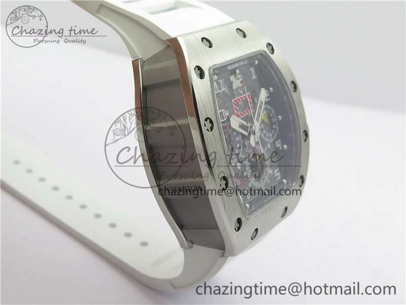 RM011 SS Chrono KVF 1:1 Best Edition Crystal Dial Black on Rubber Strap A7750 V3