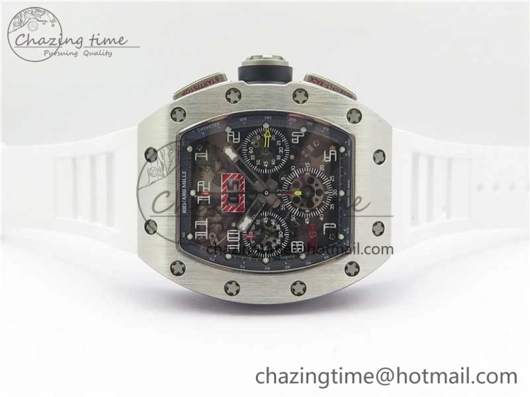 RM011 SS Chrono KVF 1:1 Best Edition Crystal Dial Black on Rubber Strap A7750 V3