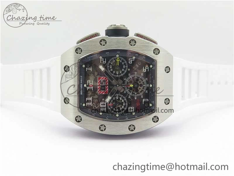 RM011 SS Chrono KVF 1:1 Best Edition Crystal Dial Black on Rubber Strap A7750 V3