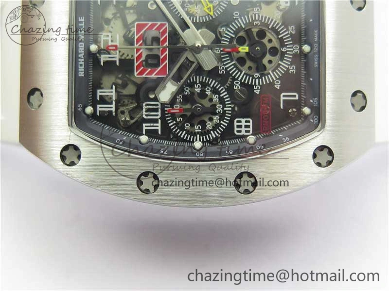 RM011 SS Chrono KVF 1:1 Best Edition Crystal Dial Black on Rubber Strap A7750 V3