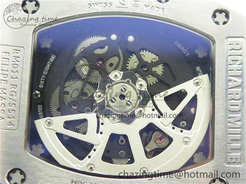RM011 SS Chrono KVF 1:1 Best Edition Diamonds Bezel Crystal Dial Black on Black Rubber Strap A7750 V3