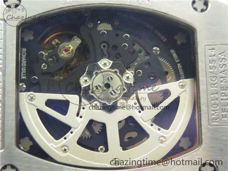 RM011 SS Chrono KVF 1:1 Best Edition Diamonds Bezel Crystal Dial Black on Black Rubber Strap A7750 V3