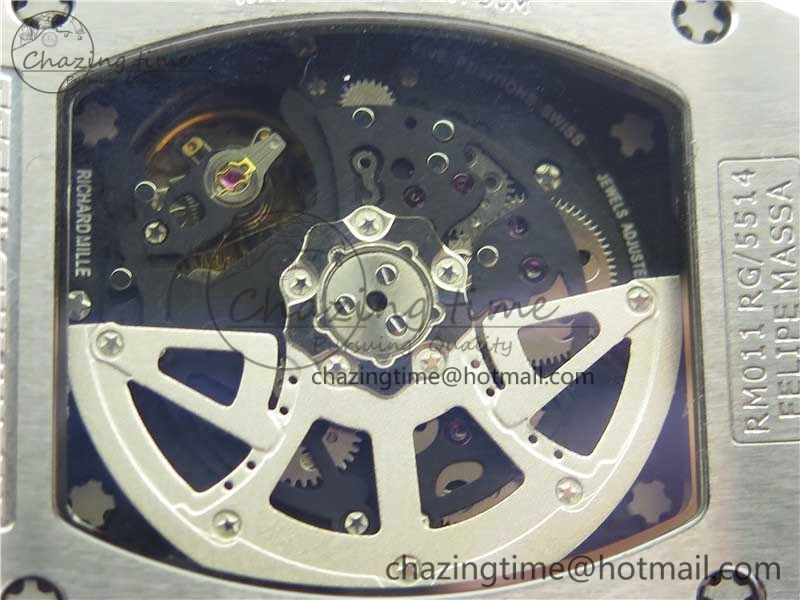 RM011 SS Chrono KVF 1:1 Best Edition Diamonds Bezel Crystal Dial Black on Black Rubber Strap A7750 V3