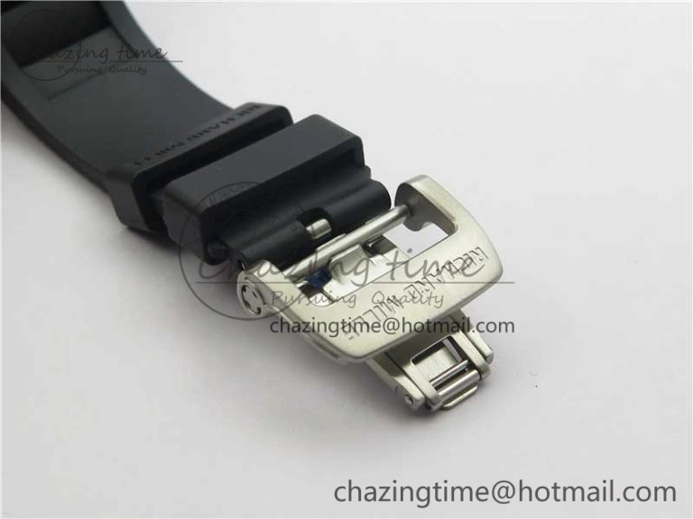 RM011 SS Chrono KVF 1:1 Best Edition Diamonds Bezel Crystal Dial Black on Black Rubber Strap A7750 V3