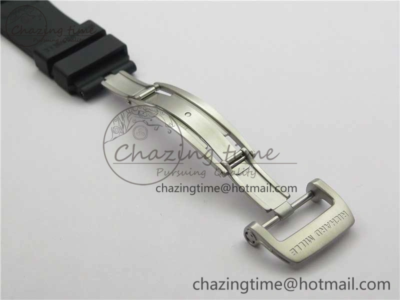 RM011 SS Chrono KVF 1:1 Best Edition Diamonds Bezel Crystal Dial Black on Black Rubber Strap A7750 V3