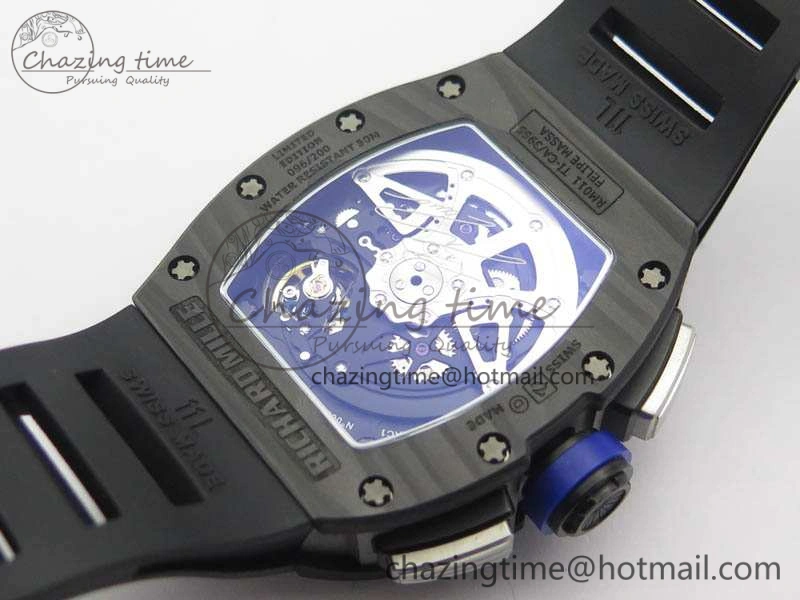 RM011 SS Felipe Massa 10th Anni KVF 1:1 Best Edition Skeleton Dial Blue On Rubber Strap A7750