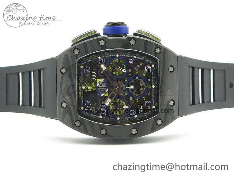 RM011 SS Felipe Massa 10th Anni KVF 1:1 Best Edition Skeleton Dial Blue On Rubber Strap A7750