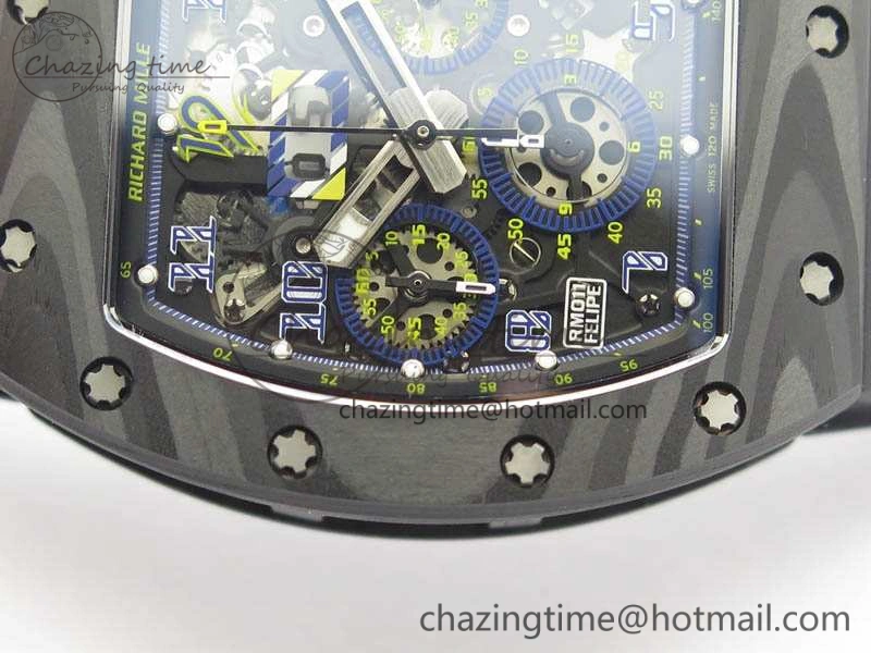 RM011 SS Felipe Massa 10th Anni KVF 1:1 Best Edition Skeleton Dial Blue On Rubber Strap A7750