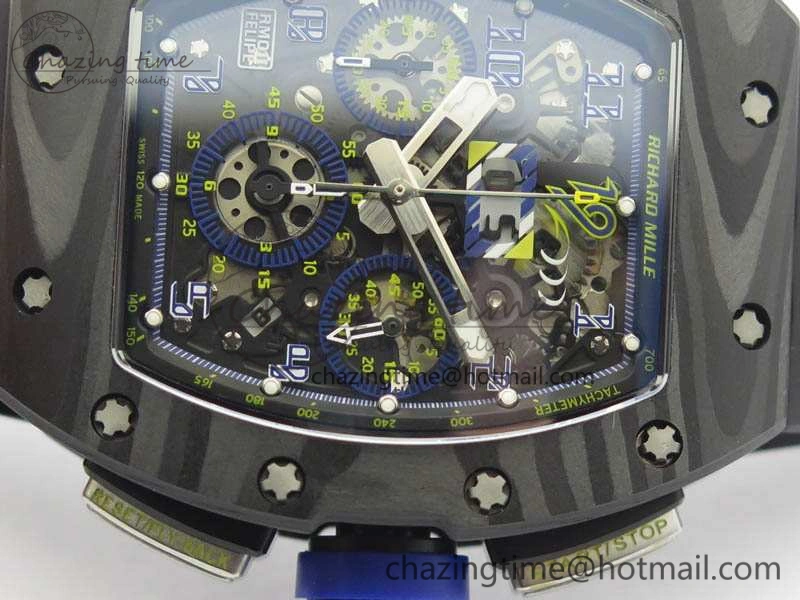 RM011 SS Felipe Massa 10th Anni KVF 1:1 Best Edition Skeleton Dial Blue On Rubber Strap A7750