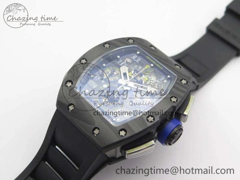 RM011 SS Felipe Massa 10th Anni KVF 1:1 Best Edition Skeleton Dial Blue On Rubber Strap A7750