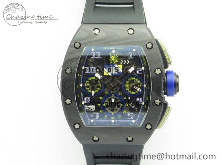 RM011 SS Felipe Massa 10th Anni KVF 1:1 Best Edition Skeleton Dial Blue On Rubber Strap A7750