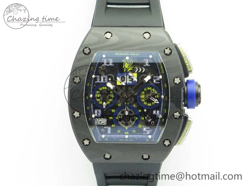 RM011 SS Felipe Massa 10th Anni KVF 1:1 Best Edition Skeleton Dial Blue On Rubber Strap A7750