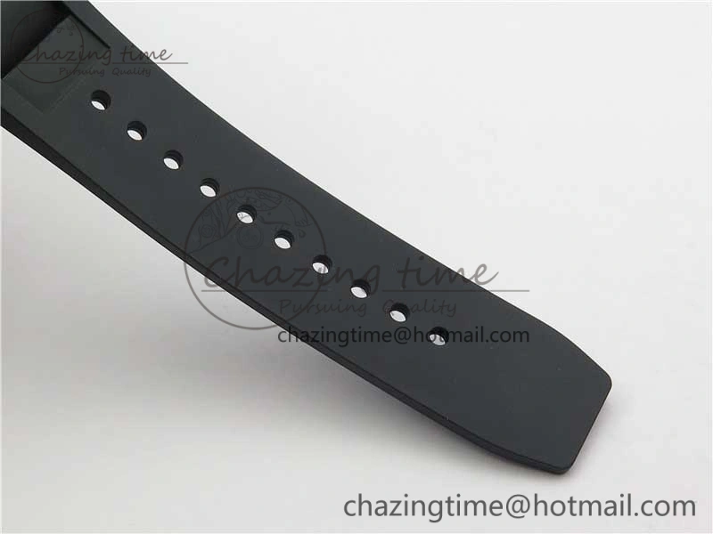 RM011 Titanium Case Carbon Bezel Chronograph KVF 1:1 Best Edition Skeleton Dial Blue Crown on Black Rubber Strap A7750 V2