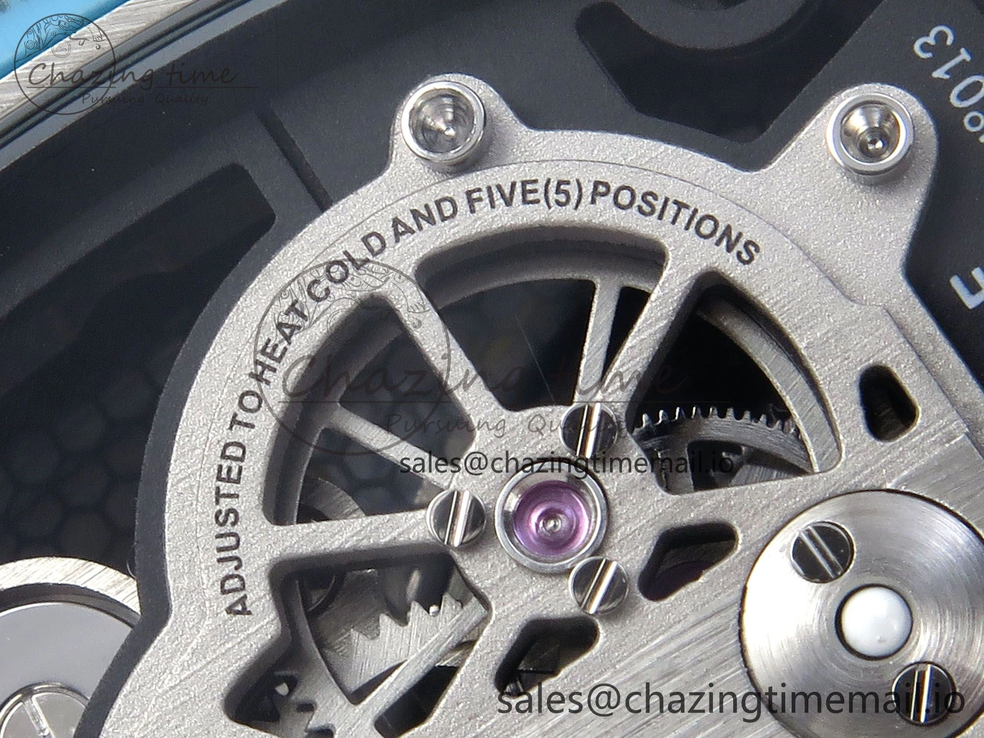 RM021 Tourbillon Blue Quartz Fiber Black Carbon RMF Best Edition on Black Rubber Strap