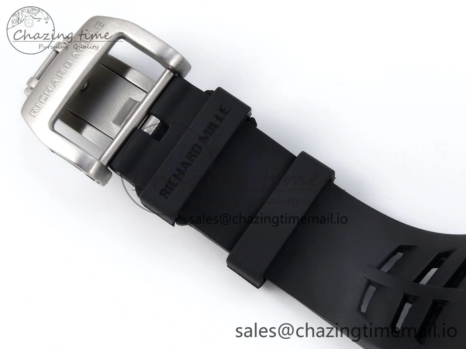 RM021 Tourbillon Blue Quartz Fiber Black Carbon RMF Best Edition on Black Rubber Strap