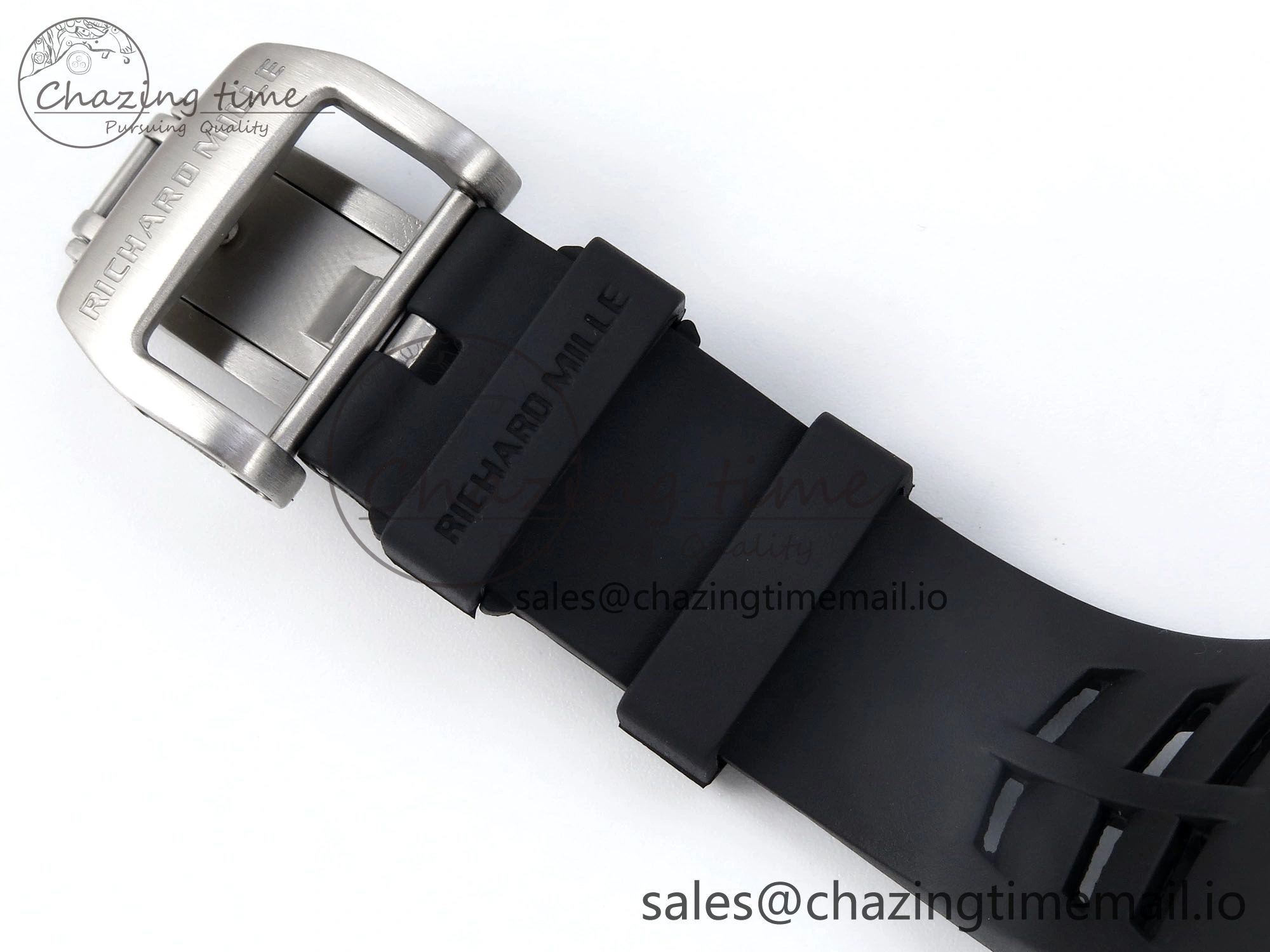 RM021 Tourbillon Blue Quartz Fiber Black Carbon RMF Best Edition on Black Rubber Strap