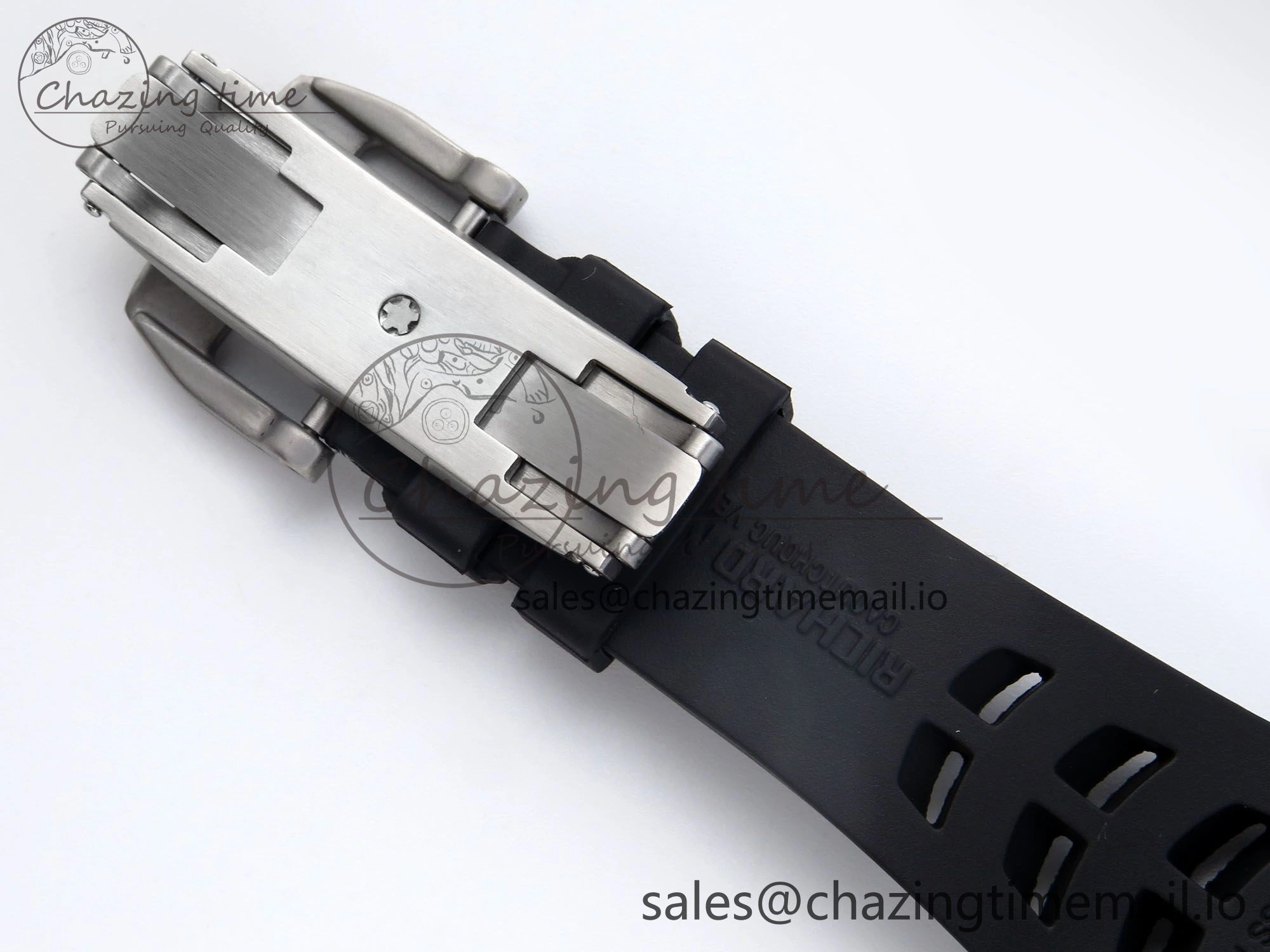 RM021 Tourbillon Blue Quartz Fiber Black Carbon RMF Best Edition on Black Rubber Strap