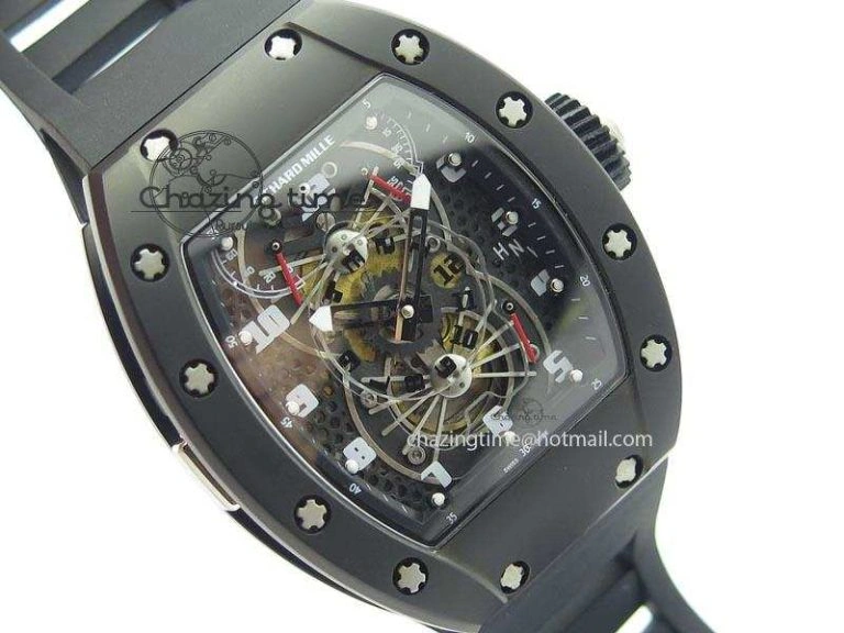 RM022 PVD Skeleton Dial On Black Rubber Strap MIYOTA 9015