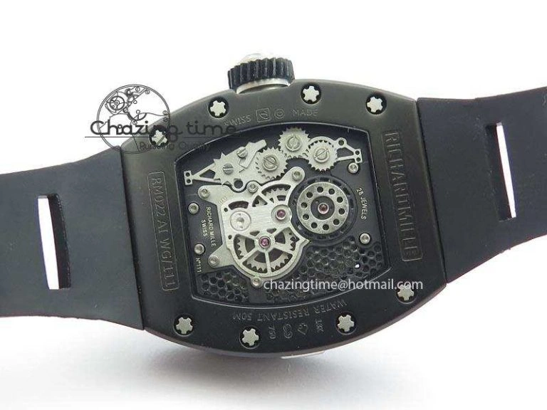 RM022 PVD Skeleton Dial On Black Rubber Strap MIYOTA 9015