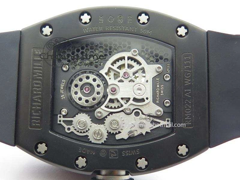 RM022 PVD Skeleton Dial On Black Rubber Strap MIYOTA 9015