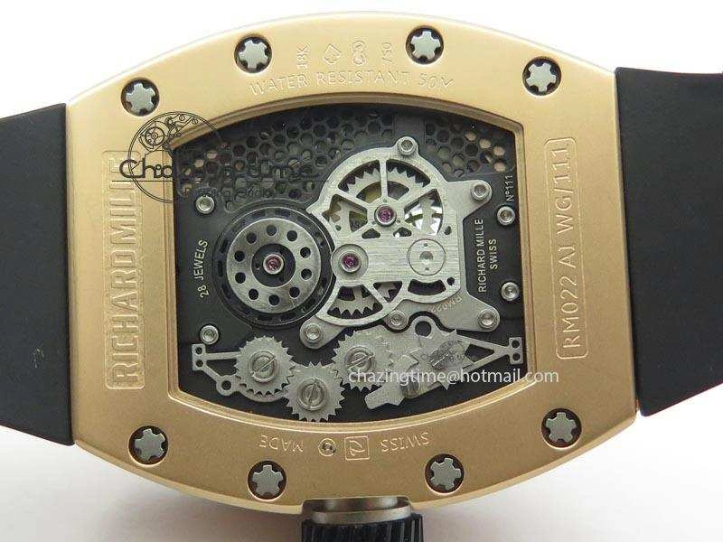 RM022 RG Skeleton Dial On Black Rubber Strap MIYOTA 9015