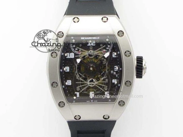 RM022 SS Skeleton Dial On Black Rubber Strap MIYOTA 9015