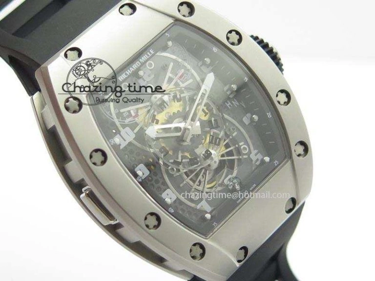 RM022 SS Skeleton Dial On Black Rubber Strap MIYOTA 9015