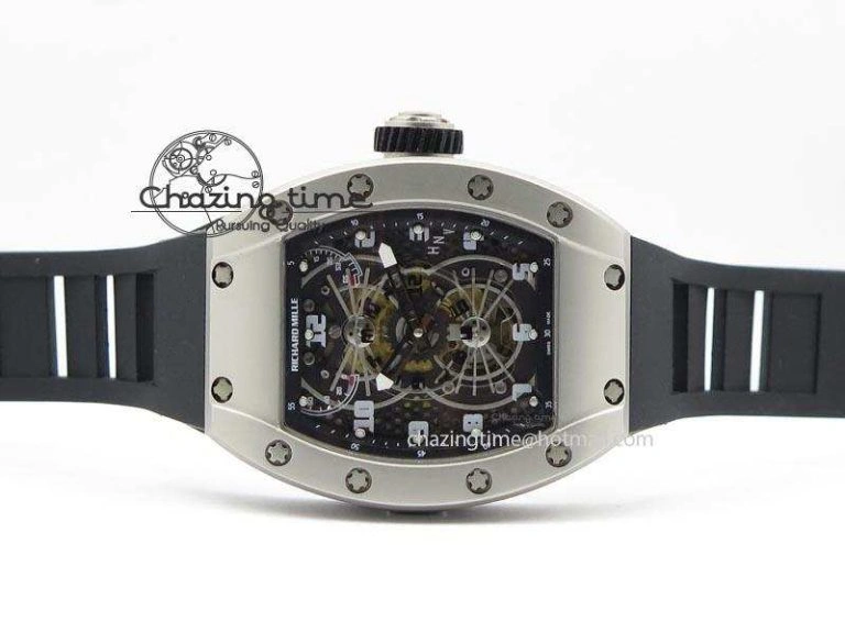 RM022 SS Skeleton Dial On Black Rubber Strap MIYOTA 9015