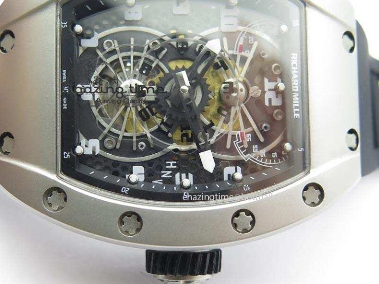 RM022 SS Skeleton Dial On Black Rubber Strap MIYOTA 9015