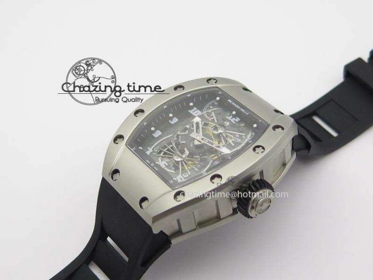 RM022 SS Skeleton Dial On Black Rubber Strap MIYOTA 9015